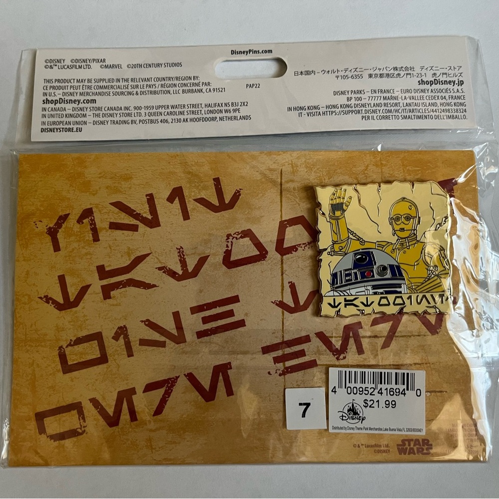 Disney Park LR One Family Wish You Were Here Star Wars C3PO R2D2 Enamel Pin